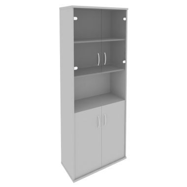 Шкаф высокий широкий со стеклом Рива (2 низкие двери ЛДСП, 2 низкие двери стекло) &mdash; Аэлита