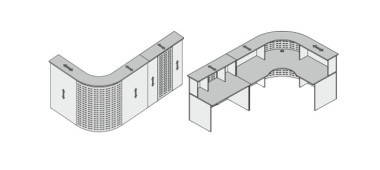 Стойка ресепшн Партнер угловая с металлическим экраном, комплект №1 2950х1770х1200 — Аэлита