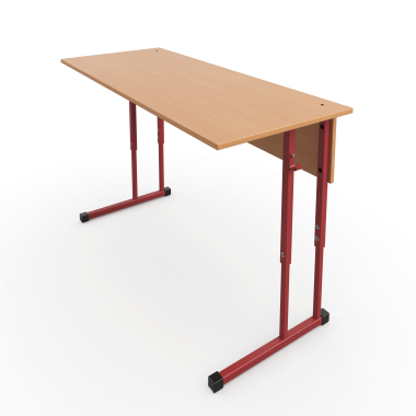 Стол ученический 2-местный регулируемый по высоте на красном металлокаркасе &mdash; Аэлита
