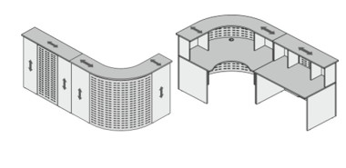 Стойка ресепшн Партнер угловая с металлическим экраном, комплект №2 2450x1270x1200 — Аэлита