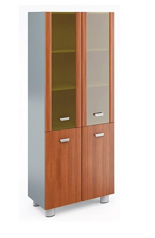 Стеллаж закрытый со стеклом в раме МДФ 860х420х2100 &mdash; Аэлита