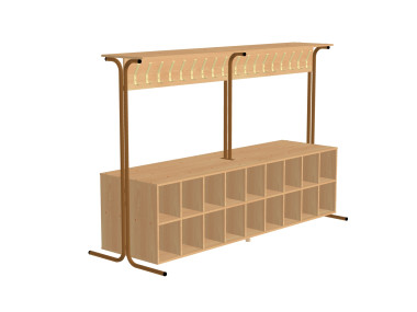 Вешалка напольная двухсторонняя на 36 мест 2336*862*1600 со стеллажом — Аэлита