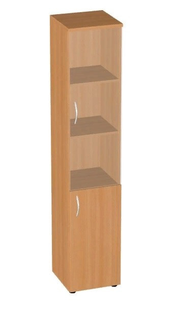 Шкаф узкий высокий  комбинированный стеклом 385*403*1945 &mdash; Аэлита